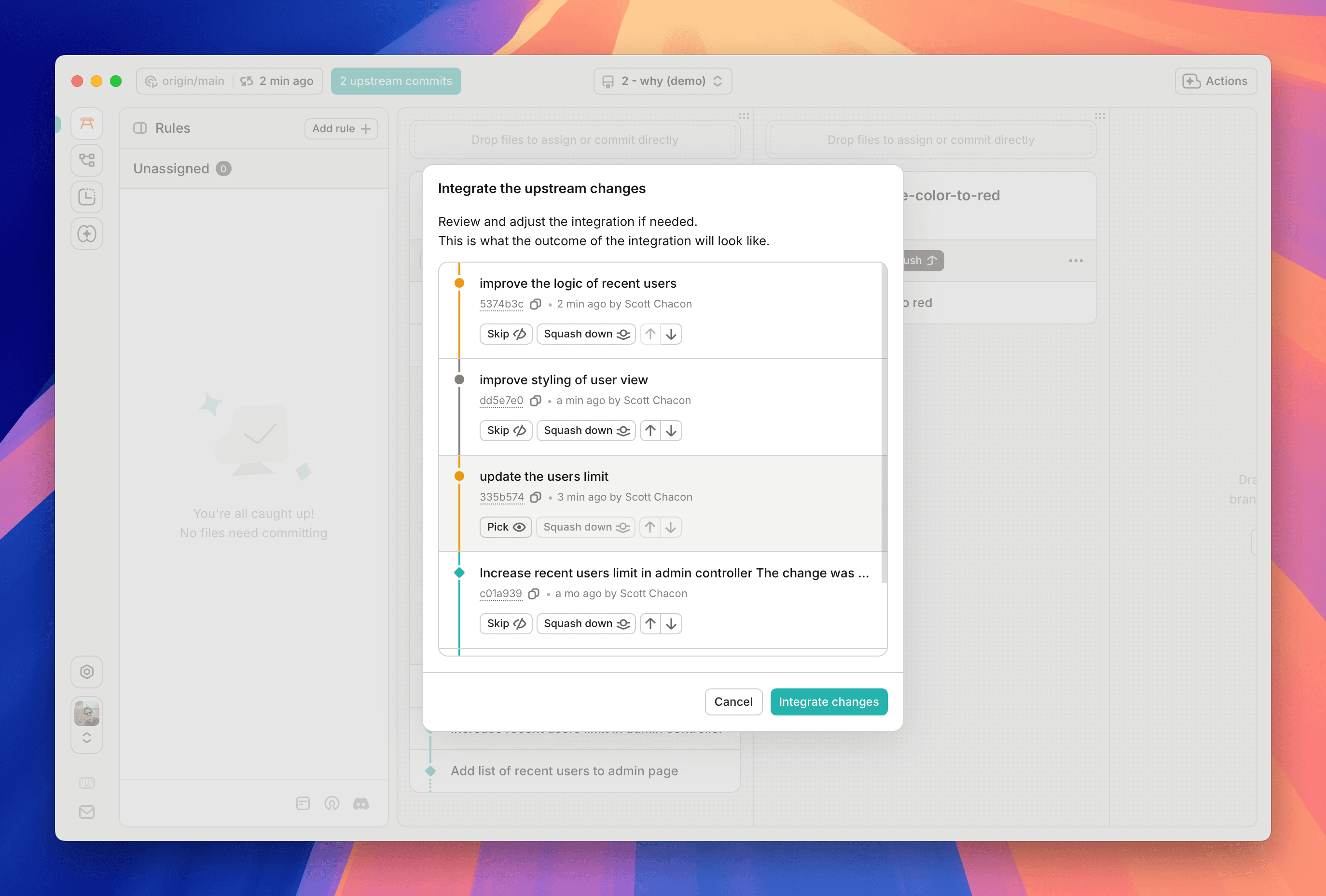 Upstream integration helper